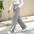 thumbnail image 6 of Women's Wide Leg Pants, Mid Rise Loose Pants with Elastic Waist, Drawstring and Pockets, Hiking Jogging Work Wear | VerBelle,Gray XL, 6 of 8