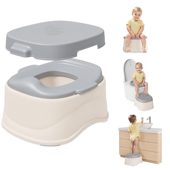 3-in-1 Potty Training Toilet for Toddlers, Toddler Potty Chair with Removable Toilet Training Seat & Step Stool, Portable Potty Trainer with Splash Guard, Non-Slip Design for Boys & Girls