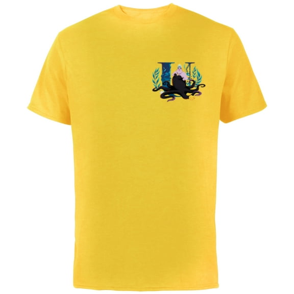 Disney Villains Alphabet Monogram Letter U for Ursula - Short Sleeve Cotton T-Shirt for Adults - Customized-Yellow