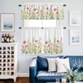 thumbnail image 2 of Spring Flower Kitchen Curtains Valances and Tiers Set of 3 Country Watercolor Yellow Pink Floral Green Leaf Plant Tier Curtains and Valance with Rod Pocket for Small Windows, 27.5"x24", 2 of 9