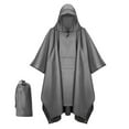 thumbnail image 2 of Rohuuque Women's and Men's Hooded Rain Poncho Waterproof Raincoat with Pockets Plus Sized Portable Windproof Rain Cape Gray, 2 of 5