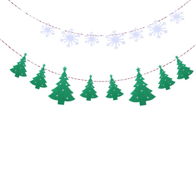 3 metros Muñeco de nieve navideño y copo de nieve Árbol de Navidad Reno Jingle Bell Tela Banderines para fiestas Banners Guirnaldas Suministros de decoración de Navidad (Cuerda de colores aleatorios)