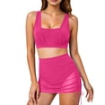 thumbnail image 4 of Abomasnow Women's 2 Piece Swimsuits Set Sleeveless Square Neck Cropped Tank Tops High Waisted Bathing Suit with Sheer Cover Up Swim Skirts, 4 of 9