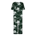 thumbnail image 7 of Lounge Sets for Women Two Piece Casual Floral Print Short Sleeved Round Neck and Cropped Pants Set, 7 of 7