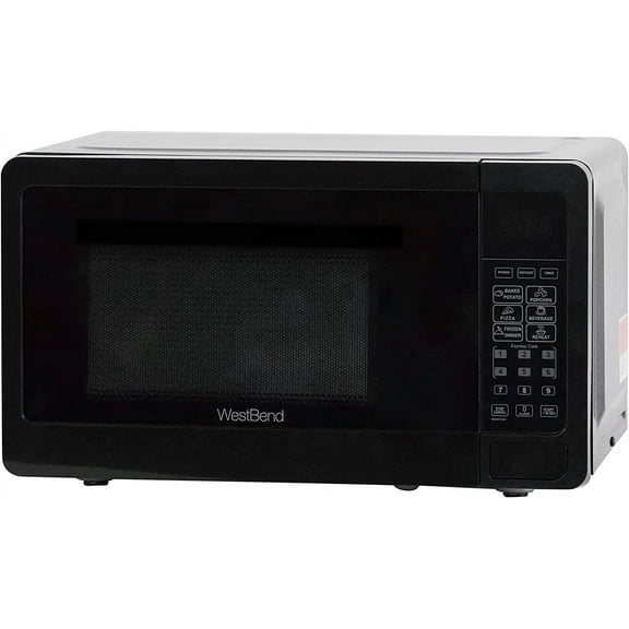 Microwave Oven 700W Compact with 6 Pre-Cook Settings, Fast Defrost, Electronic Control Panel and Glass Turntable, 0.7 Cubic Feet, Black