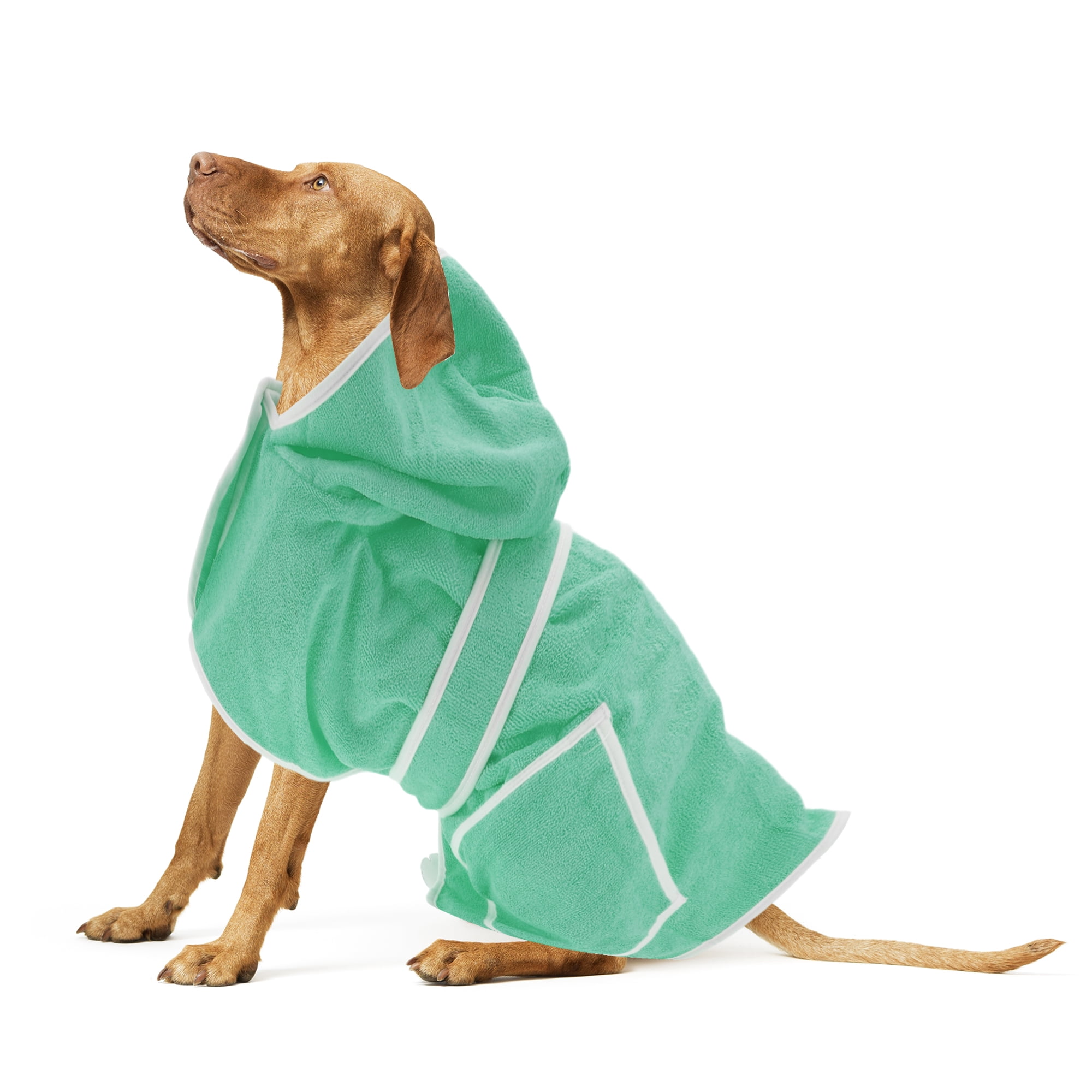 Unique Bargains Hooded Dog Bathrobe Soft Pet Towel Dog Towel Absorbent Coat XXS Green