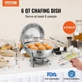thumbnail image 2 of VEVOR Chafing Dish Buffet Set, 6 Qt 4 Pack, Stainless Steel Chafer with Full Size Pan, Round Catering Warmer Server with Lid Water Pan Stand Fuel Holder Cover Holder Spoon, for at Least 6 People Each, 2 of 9