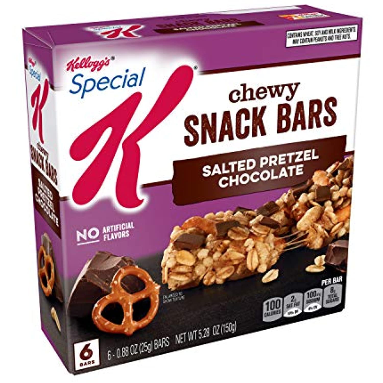 Kelloggs Special K, Chewy Snack Bars, Salted Pretzel Chocolate, 5.28Oz