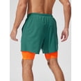 thumbnail image 3 of FEOYA Men's 2 in 1 Running Shorts Liner Male Quick Dry Athletic Shorts Breathable Gym Sweat Shorts Training Sports Basketball Shorts with Phone Pocket L Green, 3 of 7