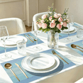 thumbnail image 2 of Furkithn Placemats Set of 4, PVC Waterproof Washable Table Mats 12 x 18 Inch, Heat Resistant Woven Placemats for Dining Room Kitchen Table, Blue, 2 of 7