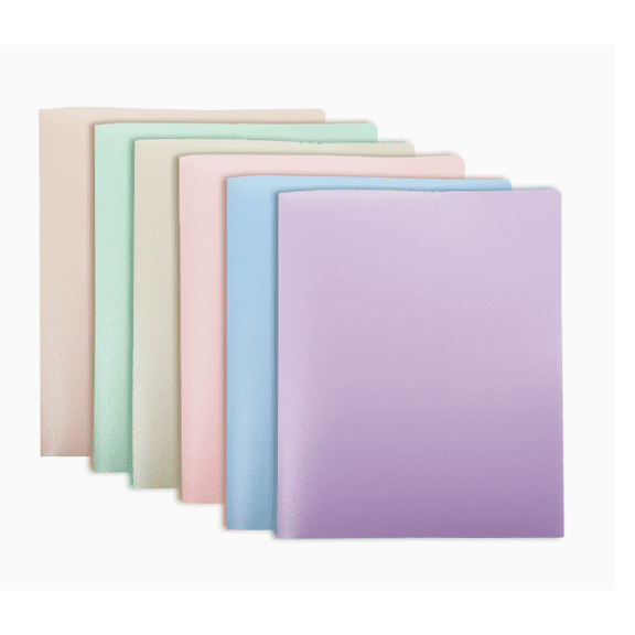 PLNYA 6-Pack Plastic Two-Pocket Folders, Letter Size