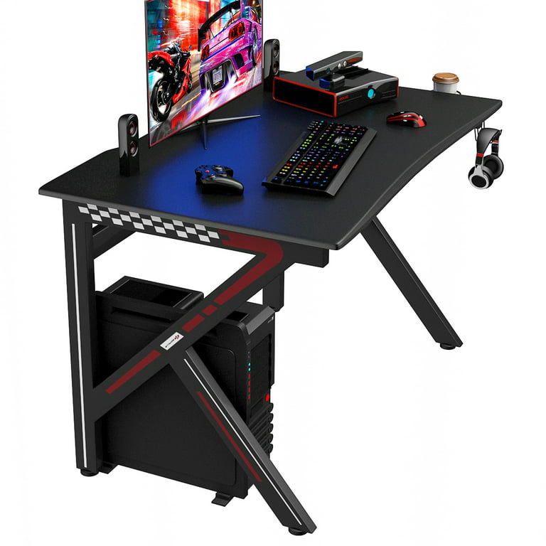 Costway Gaming Desk Gamers Computer Table E-Sports K-Shaped W/ Cup Holder  Hook Home New