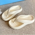 thumbnail image 4 of Slippers for Women,Summer Thick Sole Flip Flops Sandals For Outdoor Vacation Beach Travel Comfortable Toe Post On Slippers,Womens Slippers,Beige,8, 4 of 8