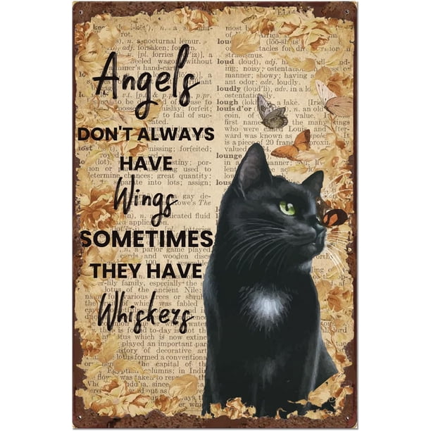 Letreros de hojalata de gato negro, vintage, divertidos, animales, restaurantes, arte de hierro, decoración rústica de pared, placa, póster de metal retro, decoración de gatos, letreros de decoración.