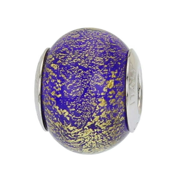 GlassOfVenice Murano Glass Sterling Silver Ca D'Oro Blue Charm Bead