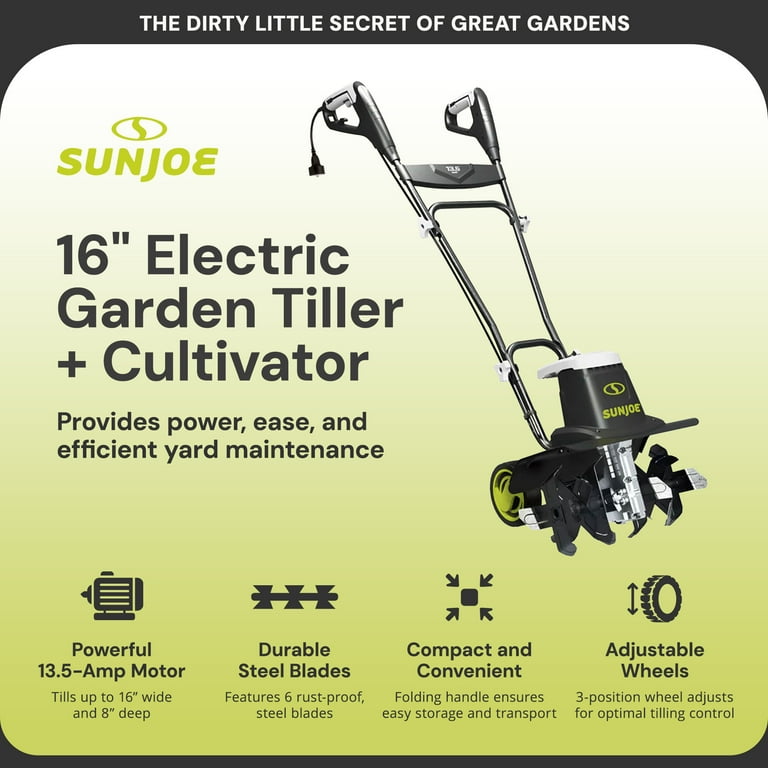 Sun Joe Electric 16-inch Yard Machine, Corded Garden Tiller +
