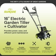 Sun Joe Electric Garden Tiller Cultivator, Steel Tines, 13.5 Amp, 16 Inch, TJ604E