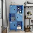 thumbnail image 7 of Gaeanet 3 Door Metal Storage Locker with Lock,Steel Locker with Name Card Holder and Hooks for School,Home,Office,Gym,Garage,Playroom,Assembly Required,Blue,15.75"D x 15.75"W x 66.2"H, 7 of 7