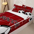 thumbnail image 3 of Homewish Red Football Court Zipper Full Size Comforter Sets with Fitted Sheet and 2 Pillowcases,Soccer Sport Game Ball Theme Zipper Bedding Set For Kids Boys,Reversible,4 Pieces, 3 of 7