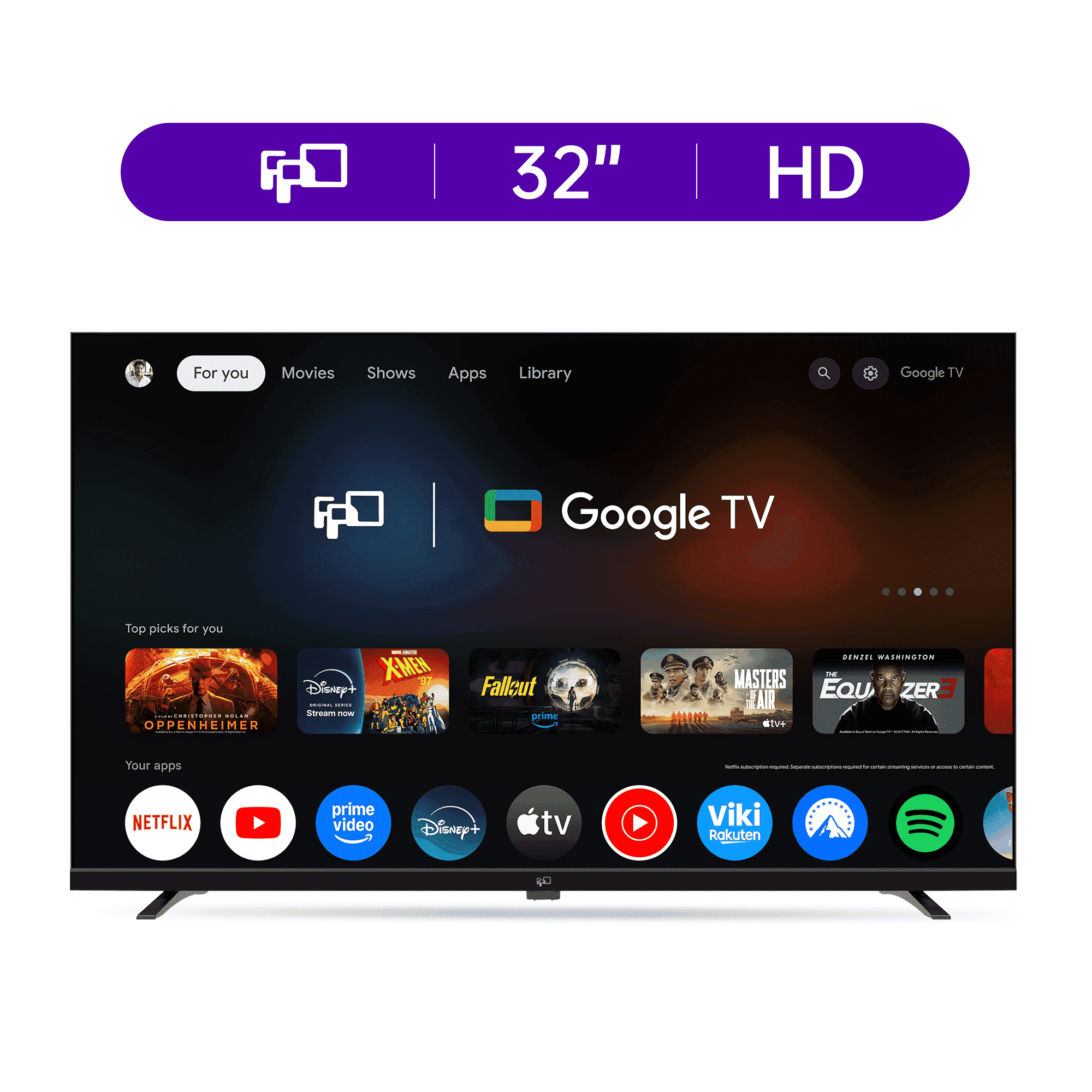 FPD 50-inch Smart TV, 4K UHD Google TV, HDR10, Dolby Audio, Voice