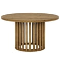 thumbnail image 2 of YYAo 31.5Inch Farmhouse Wooden Circle Modern Coffee Tables with Cylindrical Hollow Base, Center Table for Living Room, Home Office, Small Space, Easy to Assemble, Rustic Brown, 2 of 4