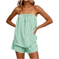 thumbnail image 4 of SOOMLON Cooling Pajamas for Women Plus Size Flowy Sleepwear Set Strapless Ruffle Top Solid Summer Two Piece Nightwear, 4 of 6