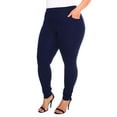 thumbnail image 2 of Lady's 4 Pocket Ponte Pants - Plus Size, Navy Blue, XL, 2 of 5