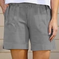 thumbnail image 2 of Women's Linen Casual Shorts with Elastic High Waist, Loose Drawstring Summer Beach Bottoms with Pockets, Solid Color Breathable Lounge Pants for Vacation and Travel, 2 of 7