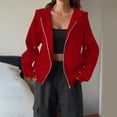 thumbnail image 5 of Hsovts Deep Red Women's Fashion Hoodies & Sweatshirts Long Sleeve Crewneck Zip Up Sweatshirt Essentials Casual Fleece Hoodies with Pocket Heavyweight Pullover Hoodies XL, 5 of 5