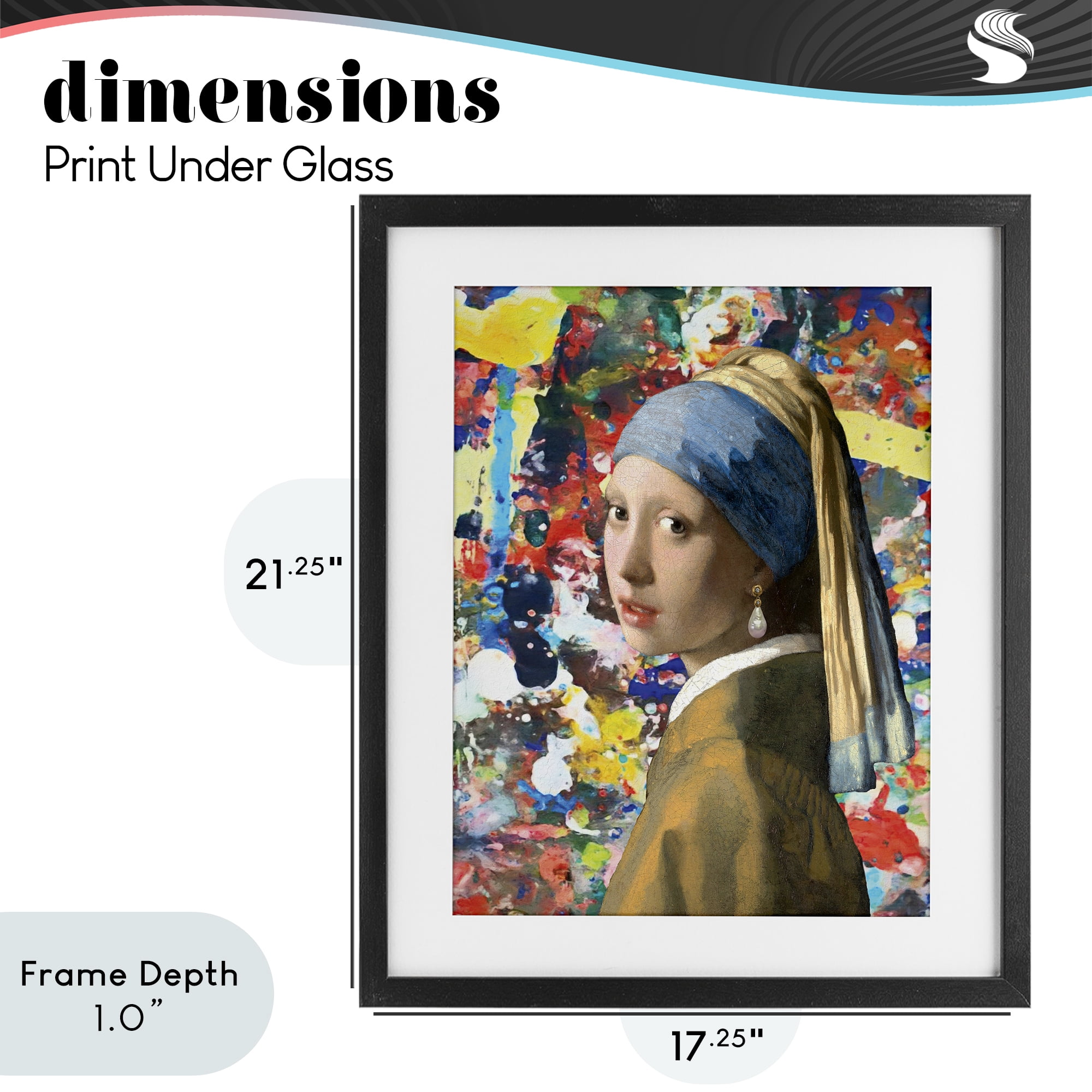 Stupell Industries Modern Splatter Iconic Pearl Earring Black Framed Print Under Glass, design by Grotto Studios
