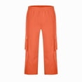 thumbnail image 6 of Capri Cargo Shorts for Men - Below Knee Long Shorts with Pockets Dstring Elastic Waist Baggy Utility Hiking Pants,4XL, 6 of 7