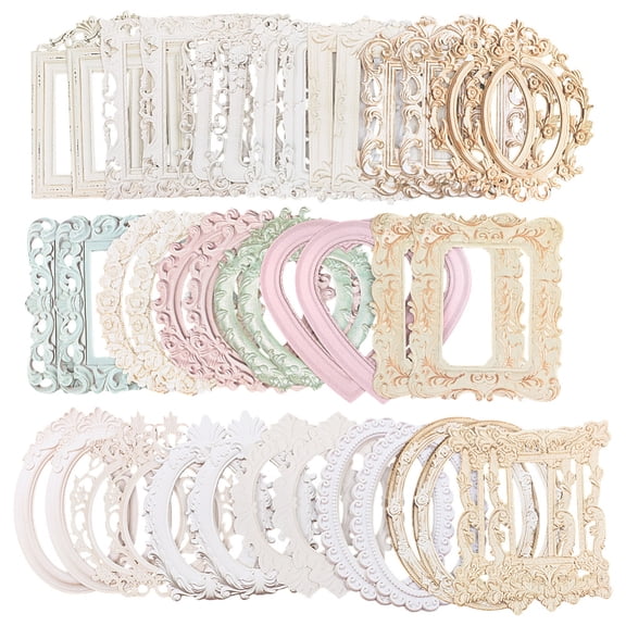 40Pcs 20 Styels Vintage Paper Frame Border Photo Picture Mirror Scrapbook Elegant Heart Window Cutouts Flower Lace Diary Decorative for Card Making DIY Journal Crafts Album Supplies DIY