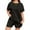 Black, variant on Womens 2 Pieces Loungewear Knit Sets Short Sleeved Casual Tops & Elastic Waist Shorts Pants Sport Wear