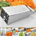 thumbnail image 2 of 4-Sided Stainless Steel Box Grater, Cheese Carrot Shredder Slicer with Fine Medium Coarse Grating Sides, Kitchen Tool, 8.5 inch, 2 of 9