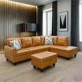 thumbnail image 2 of Star Home Living 3-Piece Faux Leather Right Facing Sectional in Rusty Orange, 2 of 5