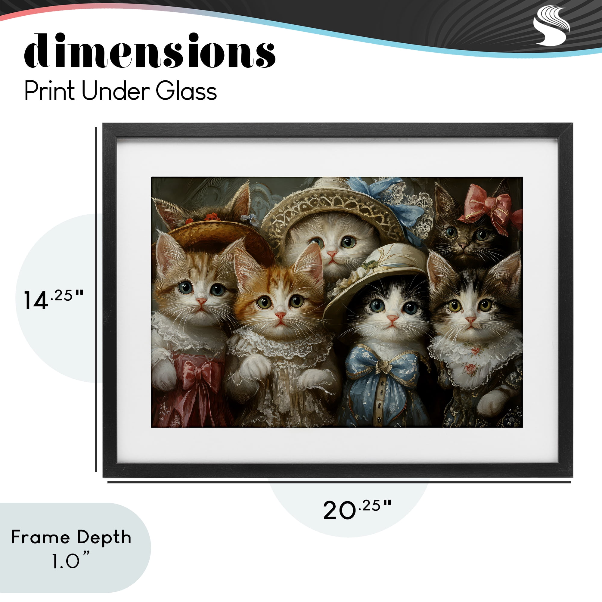 Stupell Industries Fashionable Vintage Cats Black Framed Print Under Glass, design by The Wands Want