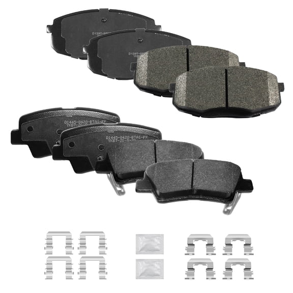 ACB ZONE Front & Rear Disc Ceramic Brake Pads Set w/Hardware Fit for 2014 2015 2016 Kia Soul