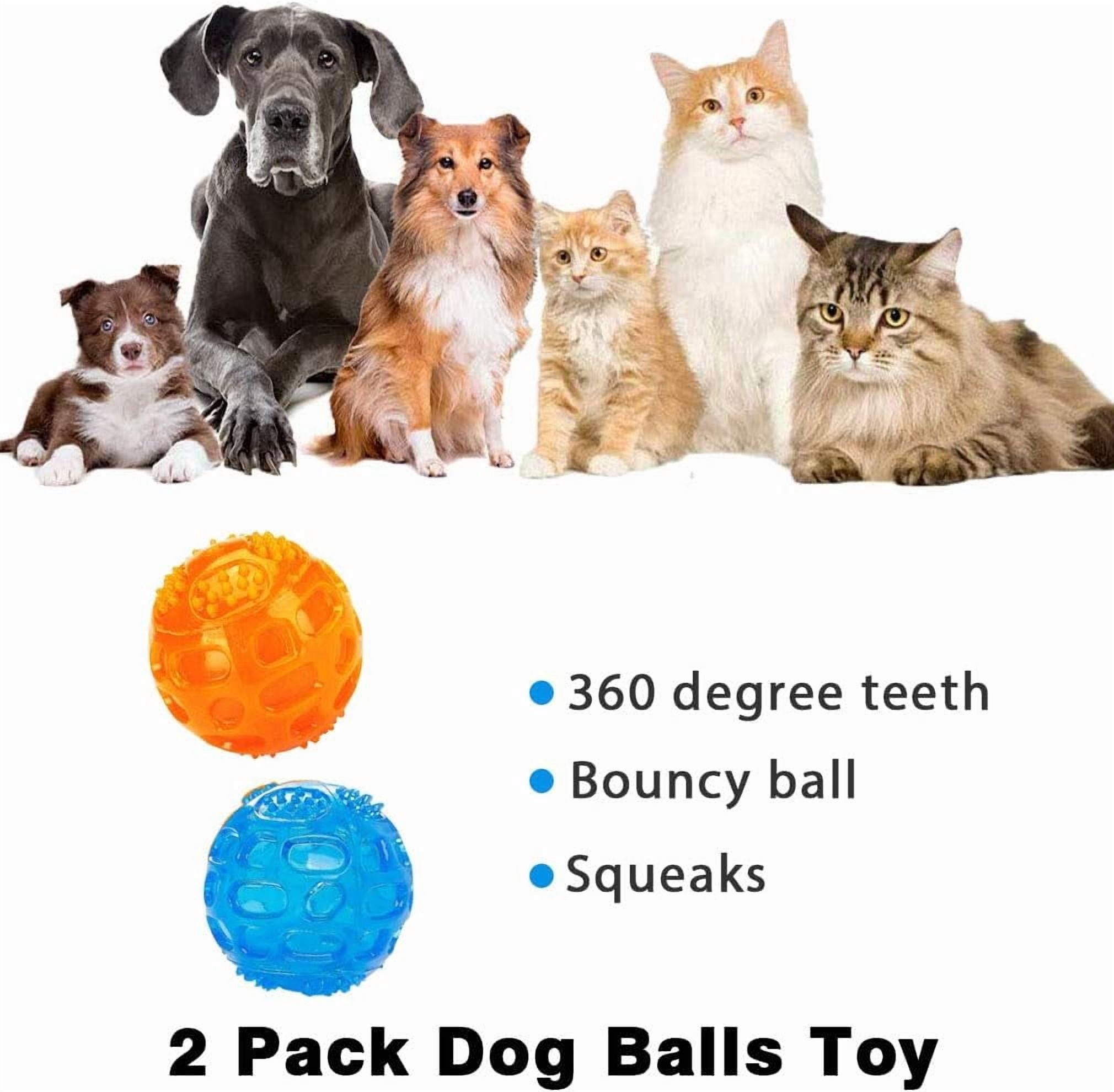 Dog Squeaky Ball, Pet Squeak Chew Bouncy Rubber Toy Balls for Small Large Dogs Indestructible Exercise Training Playing