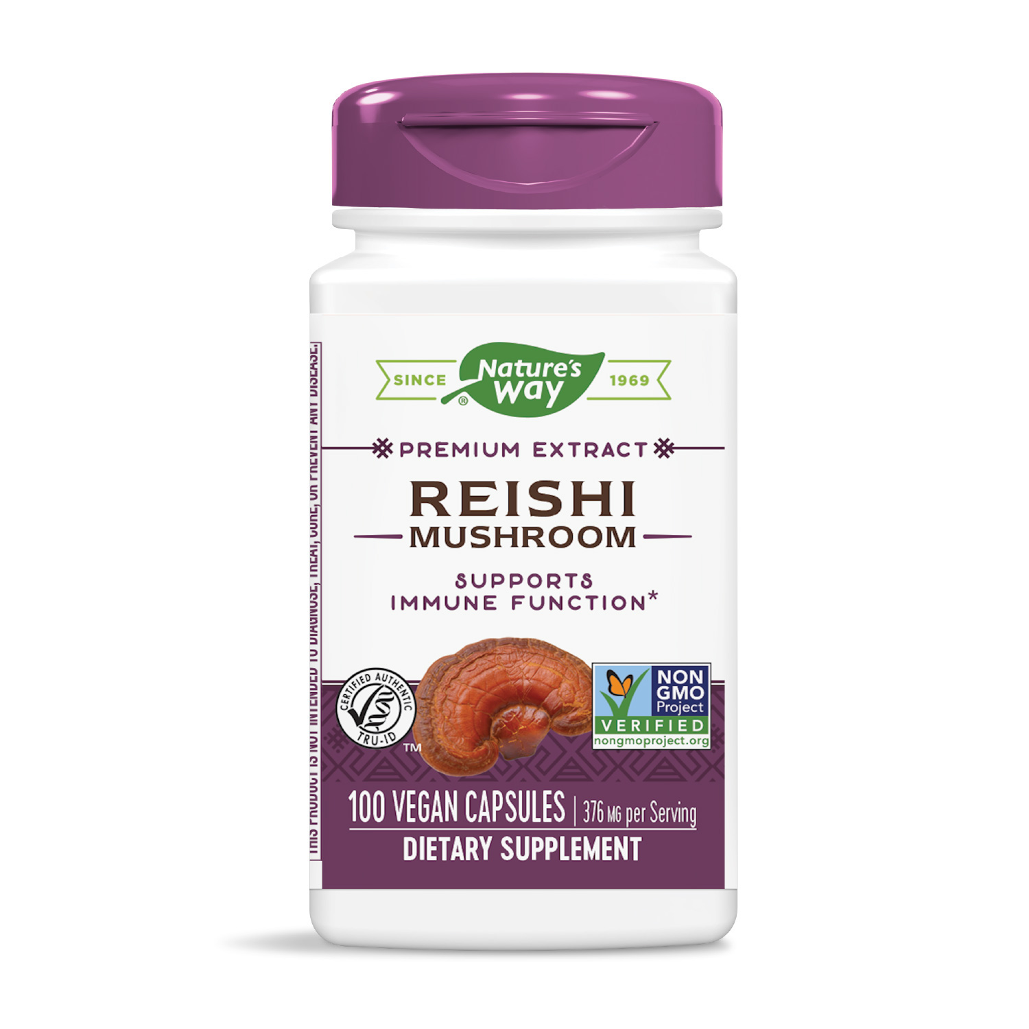 Natures Way Reishi Standardized Extract Supplements 100 Vegetarian
