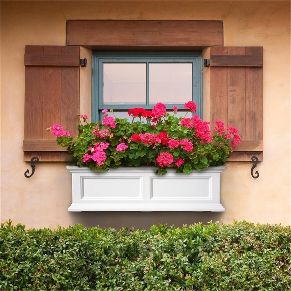 Pemberley Row Polyethylene White Window Box Rectangular Built-In Water Reservoir 36" Unassembled