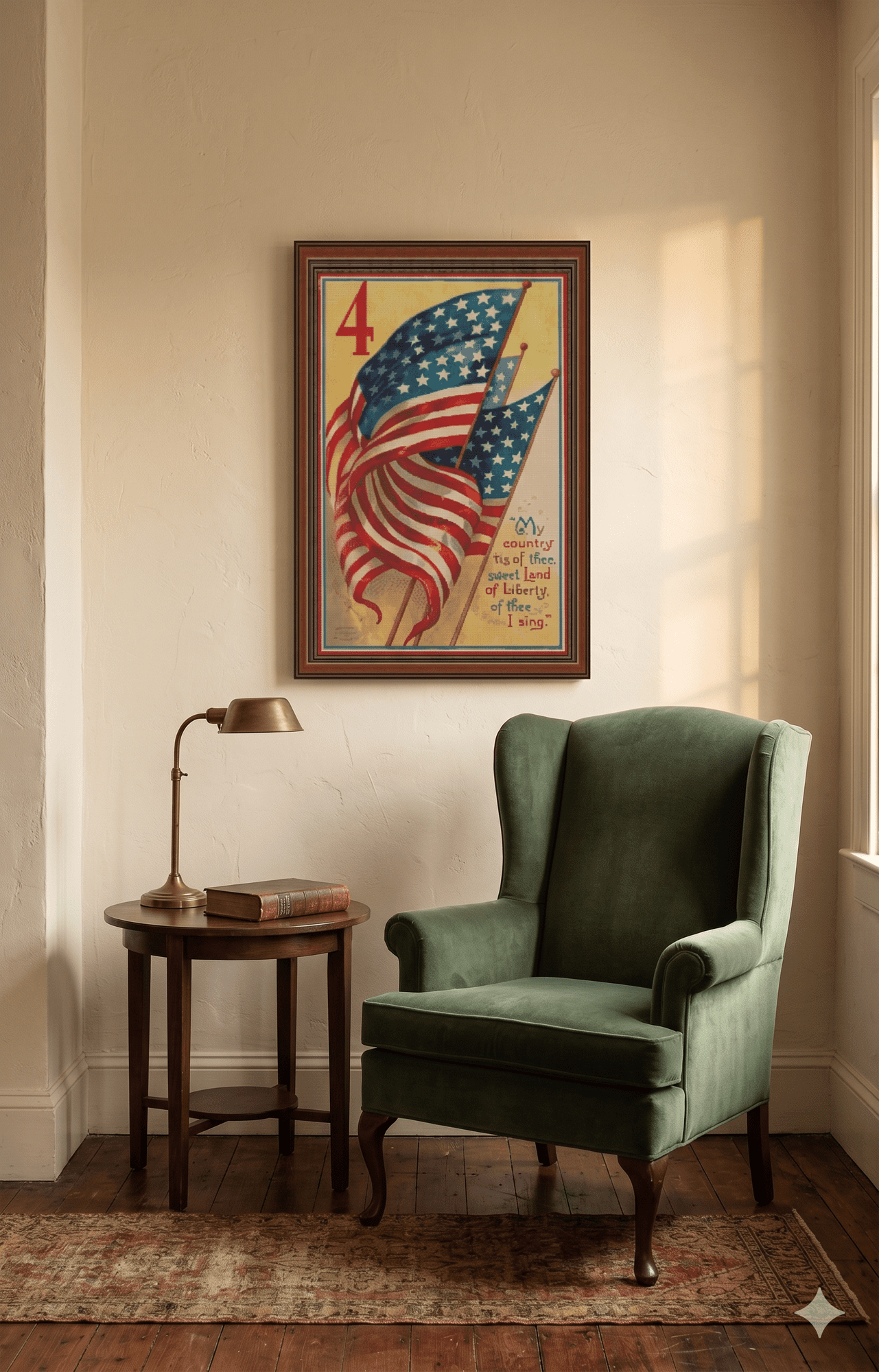 Sunrays Creations Sweet Land of Liberty Stars and Stripes Patriotic American Flag Counted Cross Stitch Pattern, 1 Piece