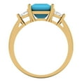 thumbnail image 4 of 2.32 ct Princess Cut Simulated Turquoise Three-Stone Engagement Ring for Women in 18K Yellow Gold, 4 of 5