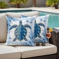 thumbnail image 6 of 2 Pack Outdoor Waterproof Throw Pillow Covers,Summer Ocean Blue Turtle on White Decorative Square Patio Pillowcases for Chair Couch Sofa 16x16in, 6 of 9