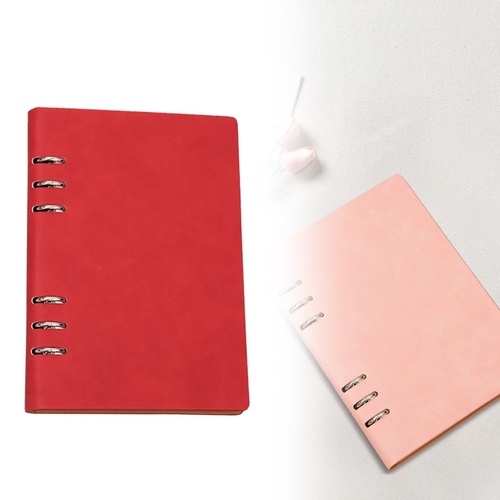 AUDeals A5 Size Refillable PU Leather 6-Ring Binder, Business Notebook with Ruled Loose-Leaf Paper and Magnetic Buckle Closure, Professional Organizer for Office and Meetings