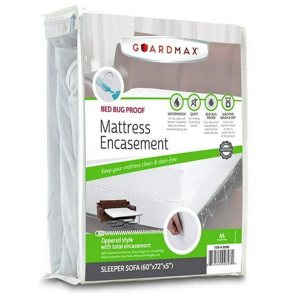 Guardmax Sleeper Sofa Mattress Protector - 100% Waterproof Zippered Encasement, Soft & Breathable Pull Out Sofa Bed Cover - Sleeper Sofa Size (60芒鈧漻72芒鈧漻5芒鈧?