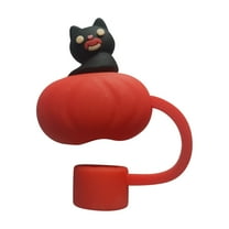 Halloween Straw Toppers, 3D Cute Ghost Pumpkin Cat Silicone Straw Covers,Reusable Drinking Dust Plugs Set Cap Kit Cup Accessories