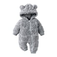 thumbnail image 2 of XIMIN Newborn Baby Heart Fleece Snowsuit, Cute Furry Bear Winter Outfits, Infant Girls Hooded Jumpsuit, Warm Zip Up Onesie with Bear Ears, 2 of 3