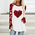 thumbnail image 2 of Penkiiy T-Shirt Décontracté à Col Rond pour Femmes, Manches Longues, Mignon, Tendance, Grande Taille, Imprimé Cœur, L Rouge, 2 of 5