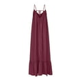 thumbnail image 5 of qolati Summer Dresses for Women Boho Plus Size Spaghetti Strap Flowy Beach Dress Casual Solid Color Tiered Ruffle Sundress Maxi Dress, 5 of 6