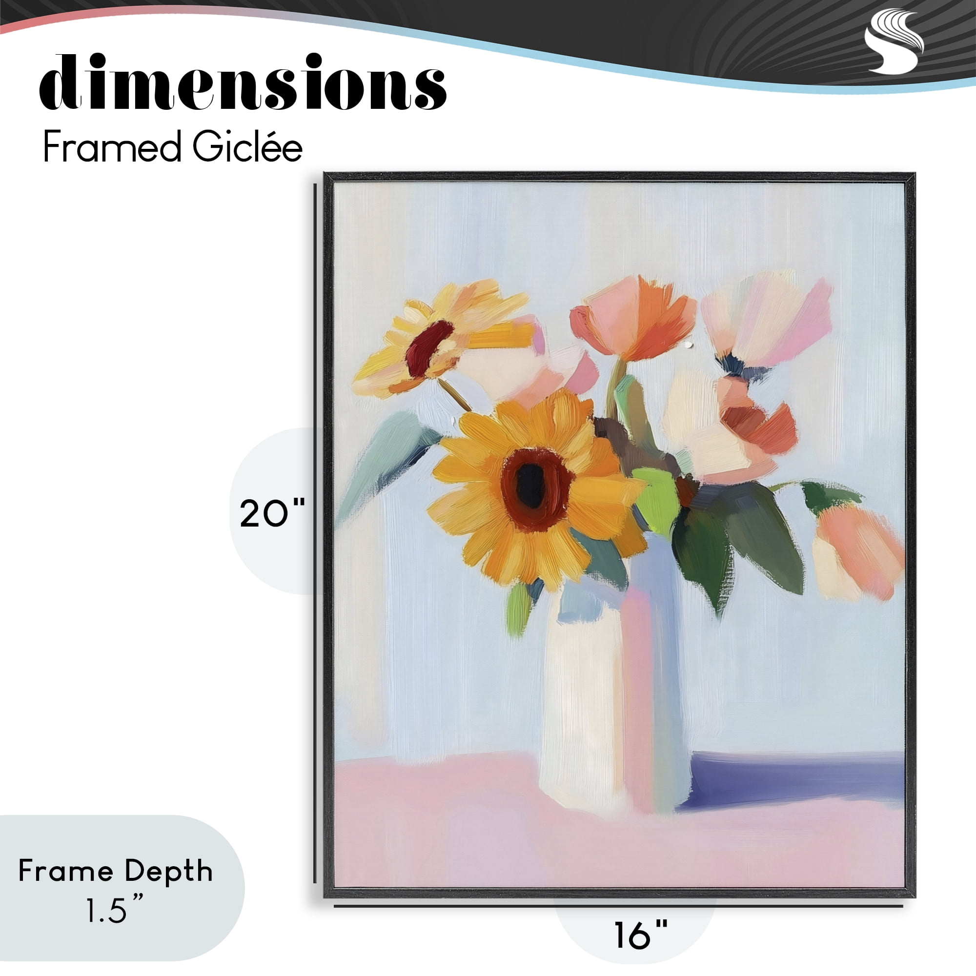 Stupell Industries Sleek Vase Bouquet Black Framed Giclee Art, design by The Prints Vibe